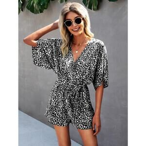New Pretty Garden Black and White Romper